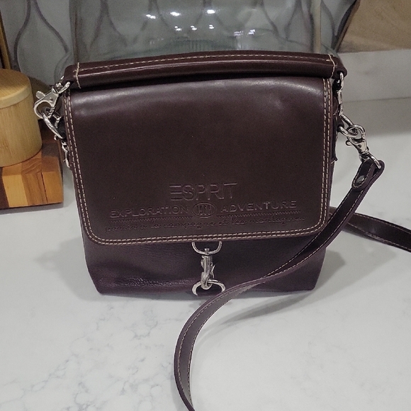Esprit Handbags - Vintage Esprit Dark Brown Leather Shoulder Crossbody Bag